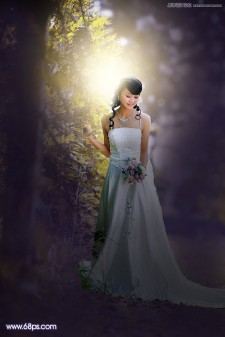 PS婚纱照片处理:给外景婚纱照片添加甜美逆光效果