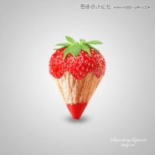 Photoshop合成教程：合成创意的铅笔草莓图像照片
