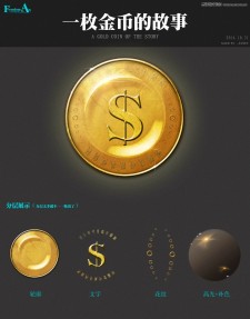 Photoshop设计黄金质感的立体金币效果图