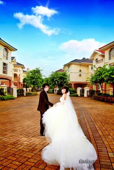 Photoshop对外景婚纱照片增强色彩及美化天空