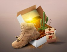 Photoshop合成沙漠景象照片:创意合成鞋盒中的沙漠景象