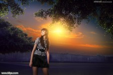 Photoshop美化给外景照片添加夕阳效果教程