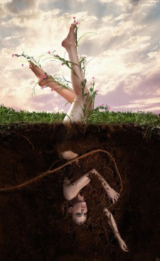 Photoshop合成创意的泥土下的女人后期处理教程